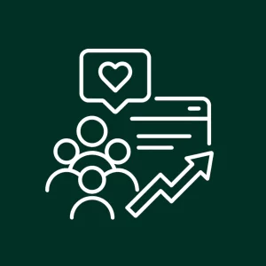 Illustration montrant une communauté en croissance et des interactions sur les réseaux.