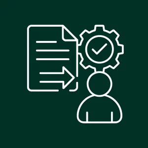 Silhouette d’utilisateur et document avec coche pour représenter le parcours d’achat.