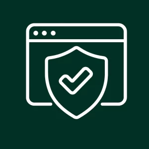 Icône d’un bouclier avec une coche de validation sur une fenêtre web.