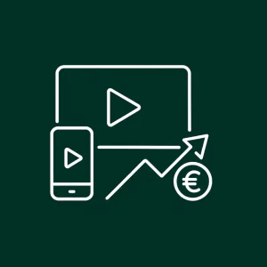 Écran et smartphone avec vidéo et courbe de croissance