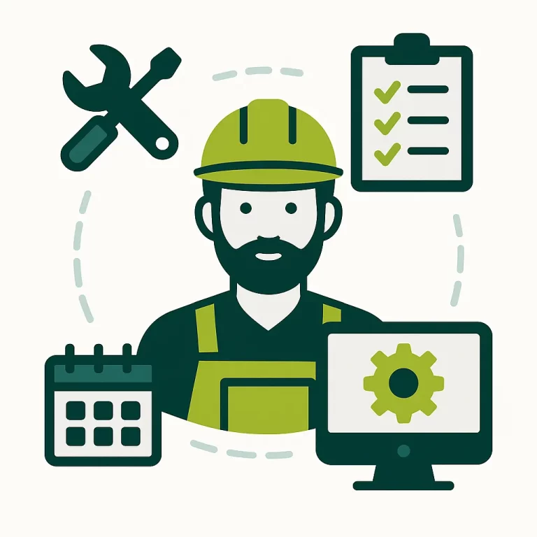 Illustration vectorielle d’un logiciel de GMAO pour la gestion et l’optimisation des opérations de maintenance.